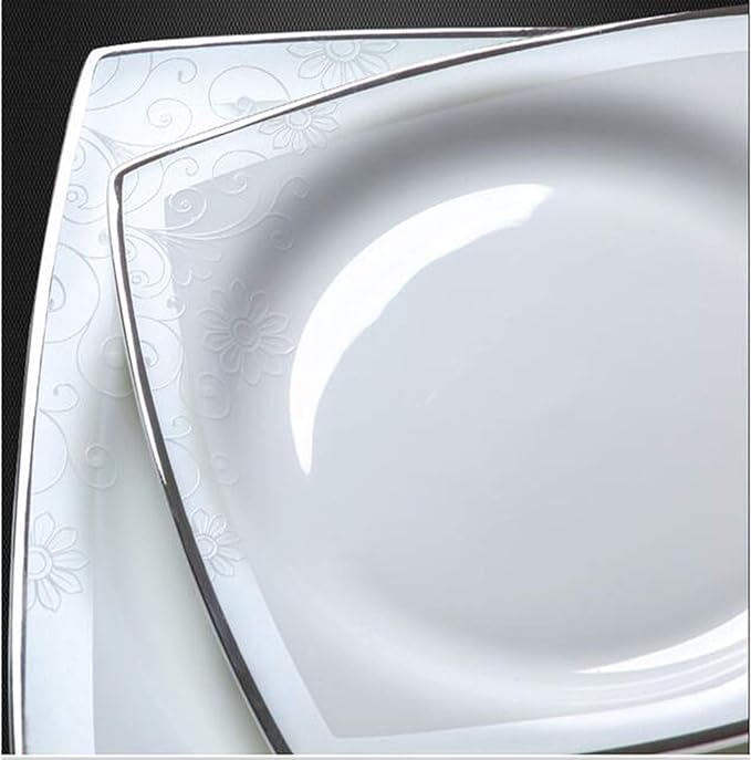 Dinnerware Set Multi Colour Crockery White Porcelain Dinner Set with Cups Saucers Dessert Plates Soup Plates,A,A