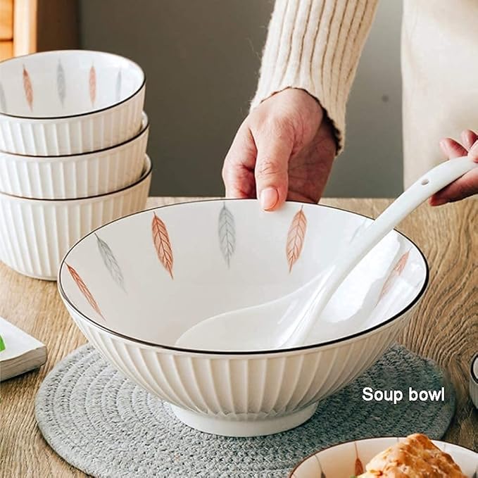 Dinnerware Sets Dish Set,38 Pcss,Chinese Style Porcelain Tableware Set with Plates and Bowls,White Ceramic Dinner Set for Home Kitchen and Dinning (White 12pcs)